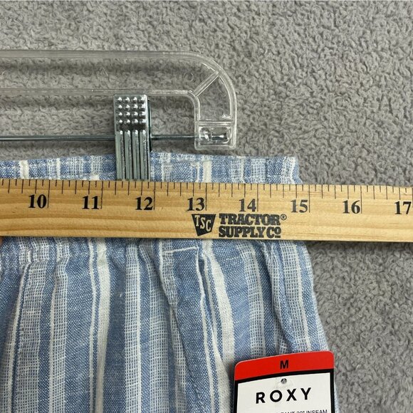 NEW Roxy Women's M Linen Cargo Pants 30" Inseam Blue Striped - Picture 4 of 9